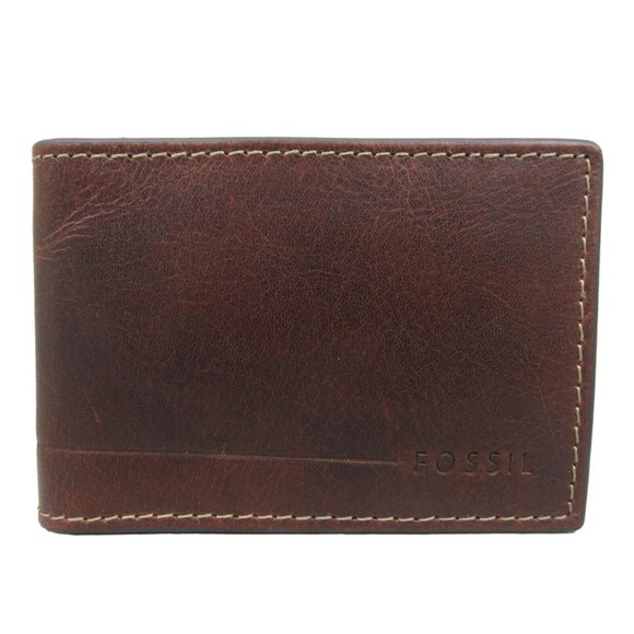 Fossil Other - Fossil Allen RFID Magnetic Front Pocket Bifold Moneyclip Mens Wallet Brown NEW